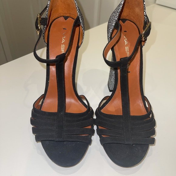 Via Spiga black and white block heel sandals - Picture 2 of 4